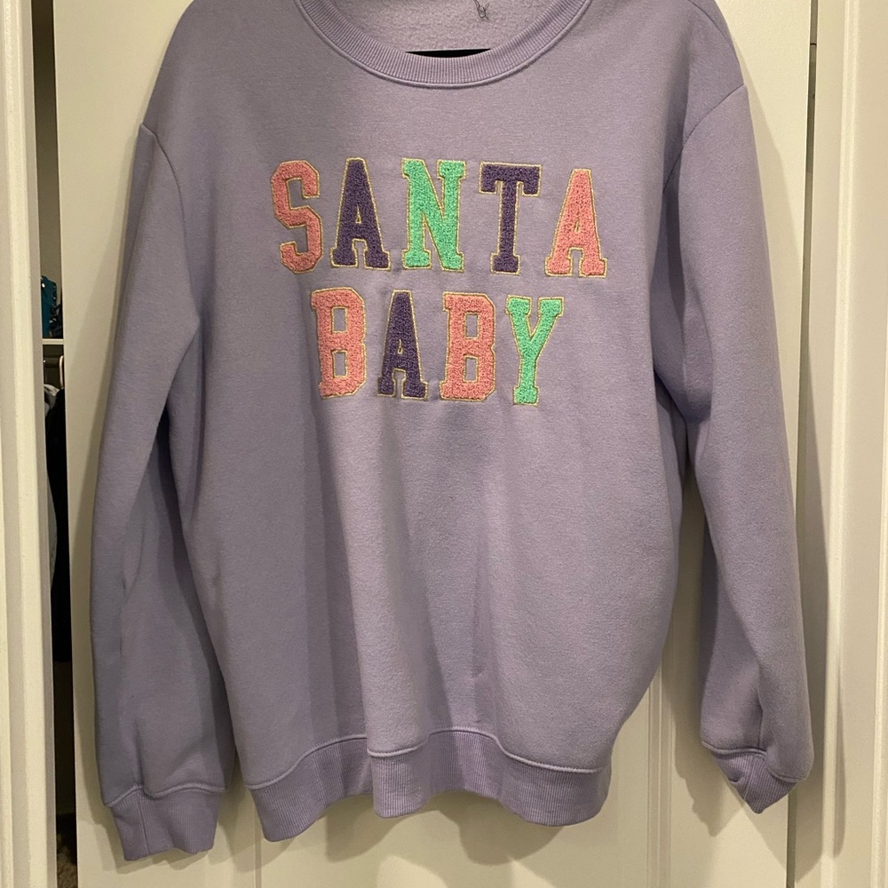 Lilac "SANTA BABY" Embroidered Sweatshirt